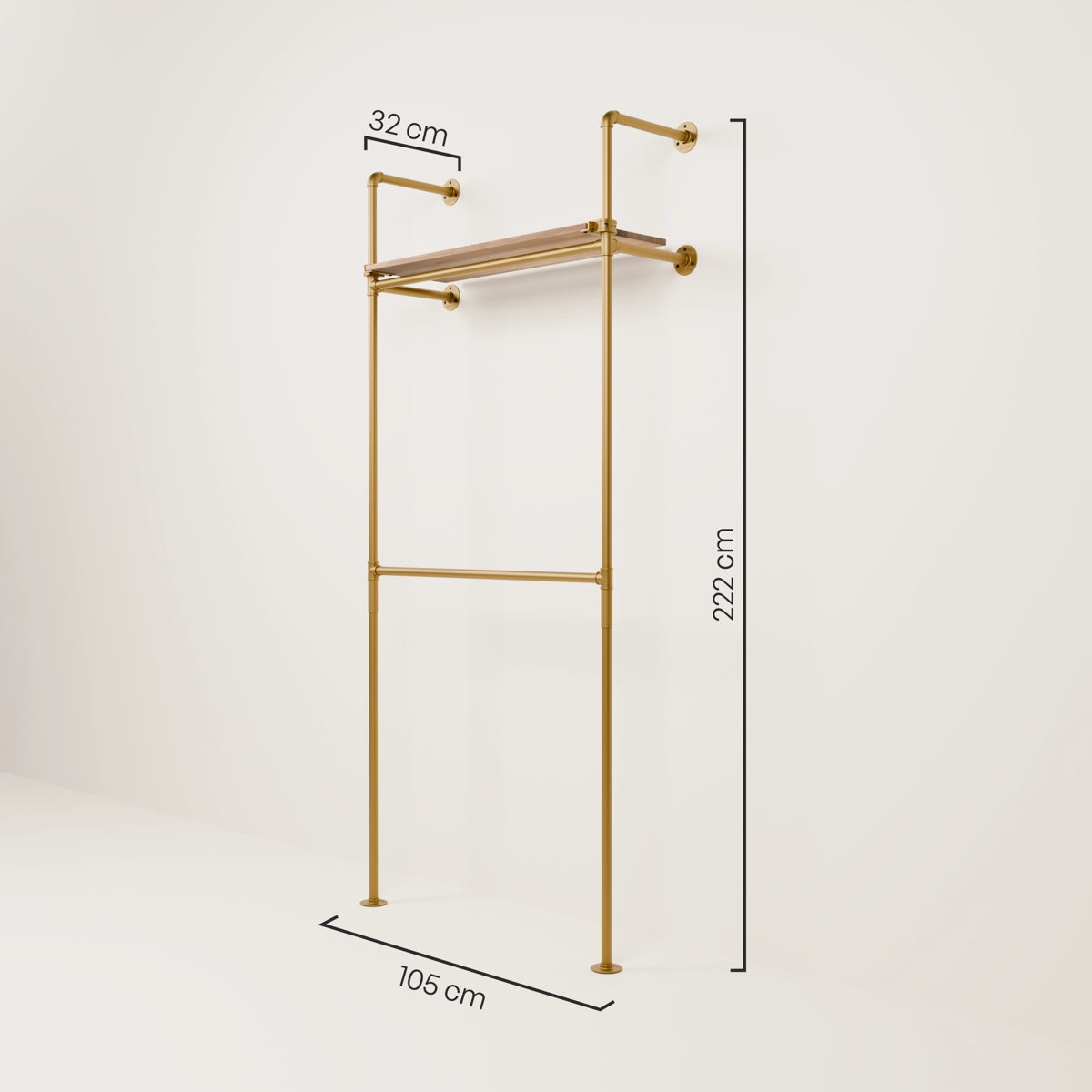 KIM DOUBLE 1 OAK – 1 półka | gold