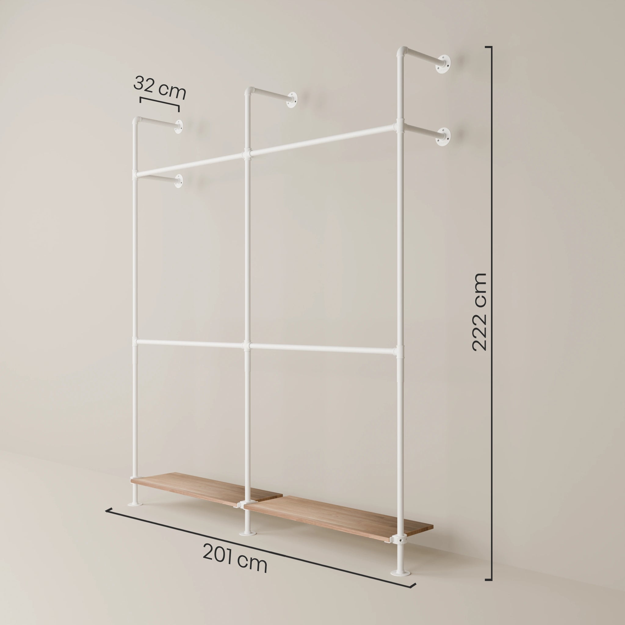KIM DOUBLE 2 OAK – 2 półki poniżej | biały
