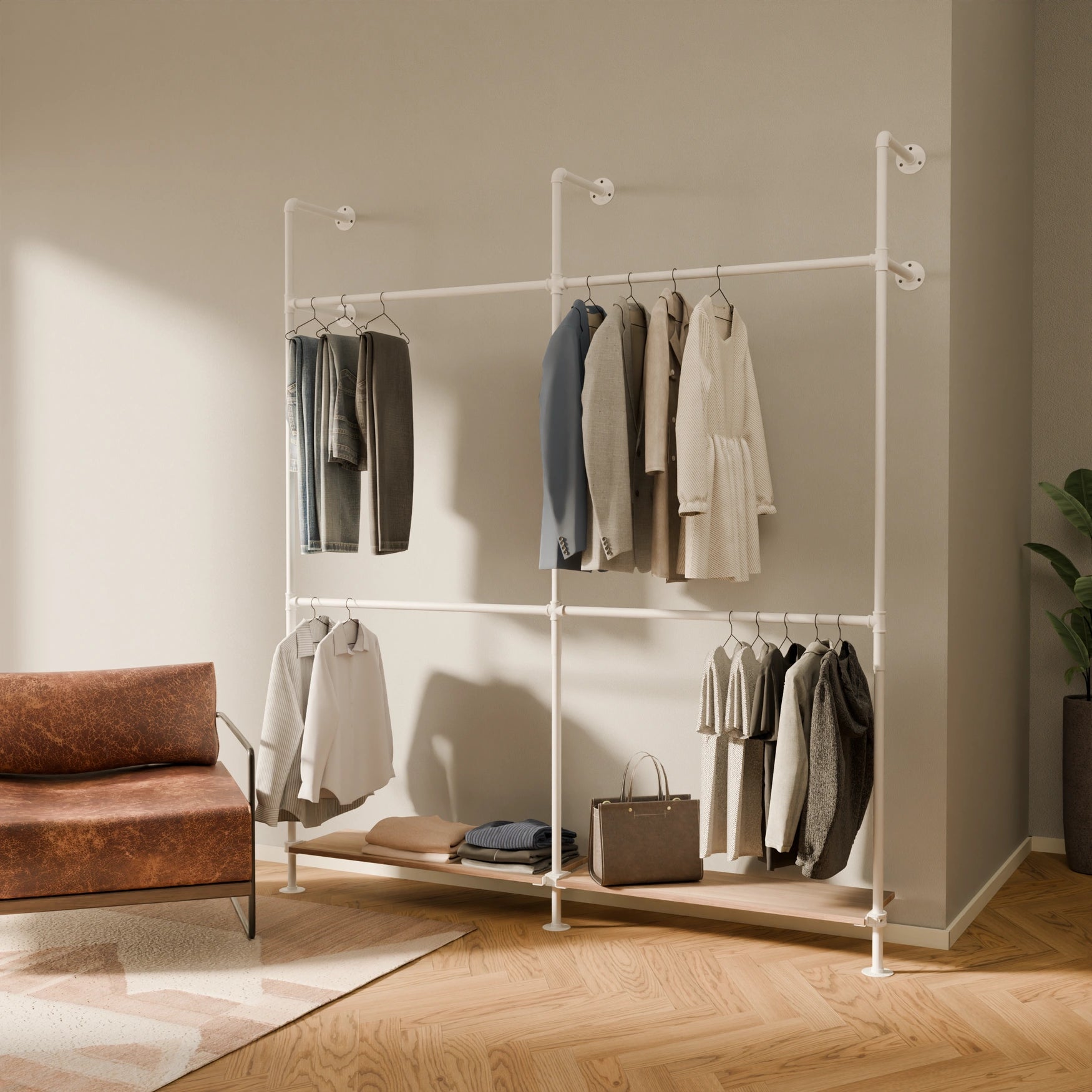 KIM DOUBLE 2 OAK – 2 półki poniżej | biały