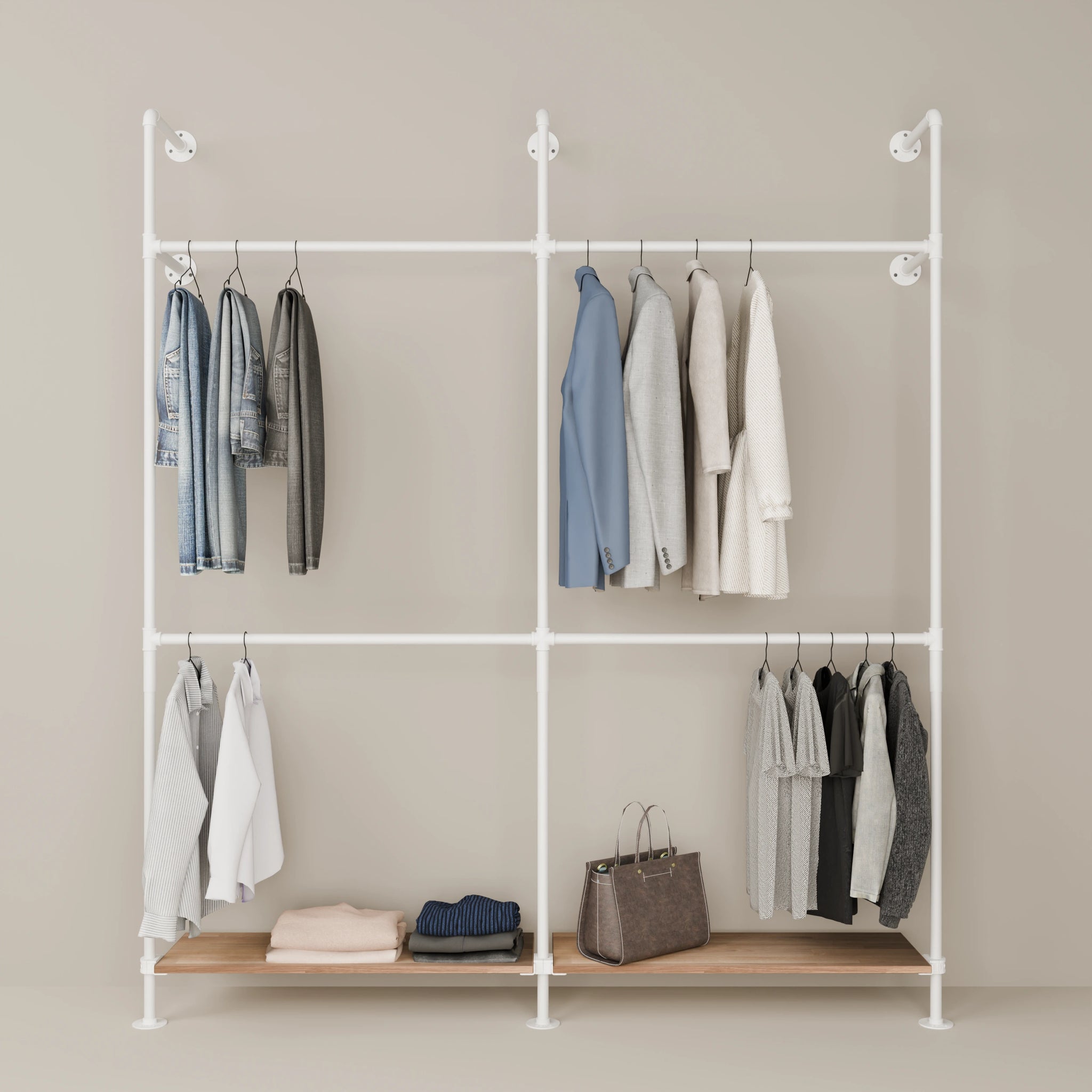 KIM DOUBLE 2 OAK – 2 półki poniżej | biały