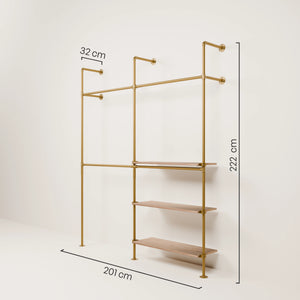 KIM DOUBLE 2 OAK – 3 półki prawe | złoty