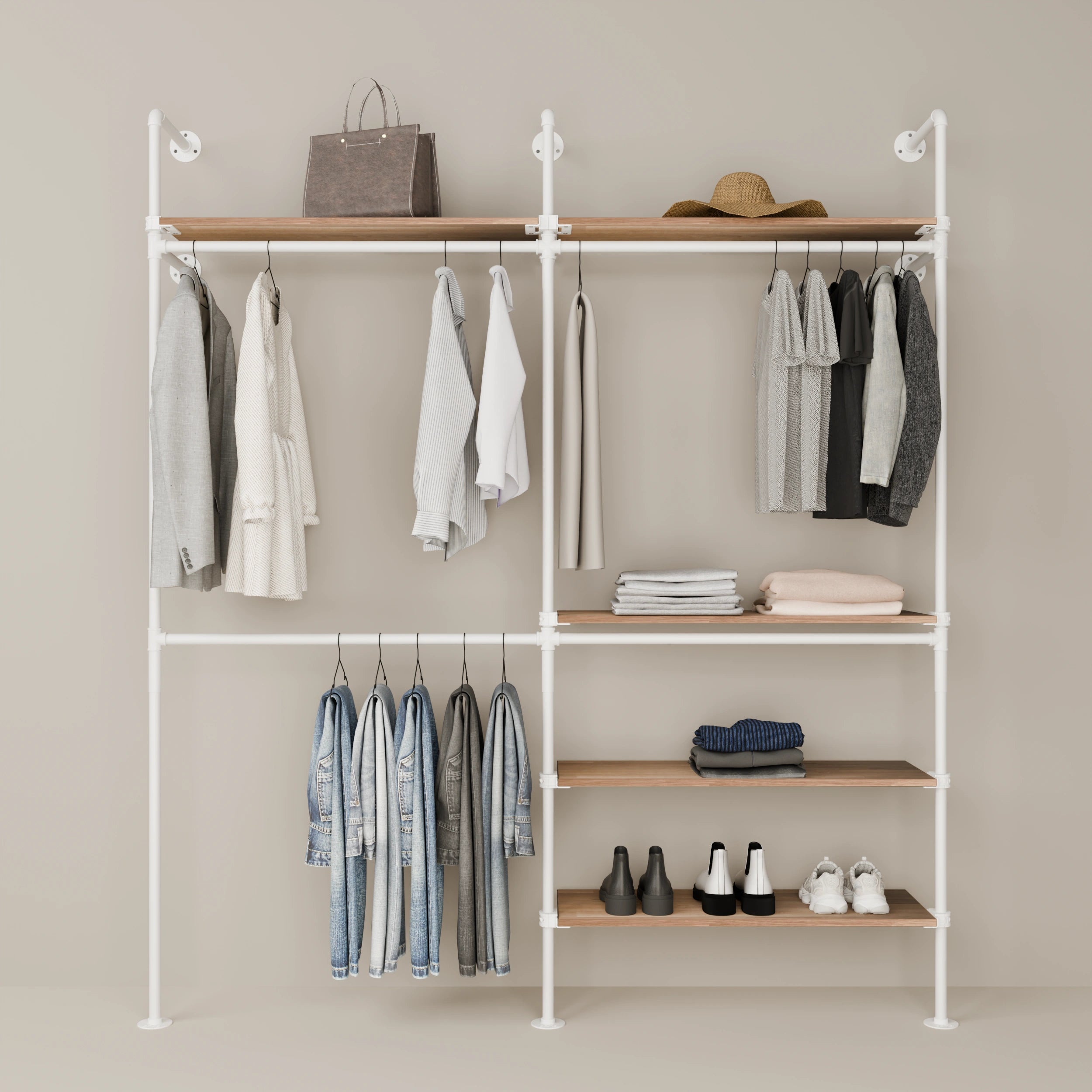 KIM DOUBLE 2 OAK – 5 półki | biały