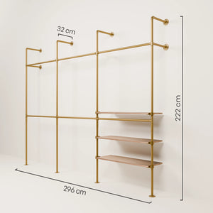 KIM DOUBLE 3 OAK – 3 półki prawe | złoty
