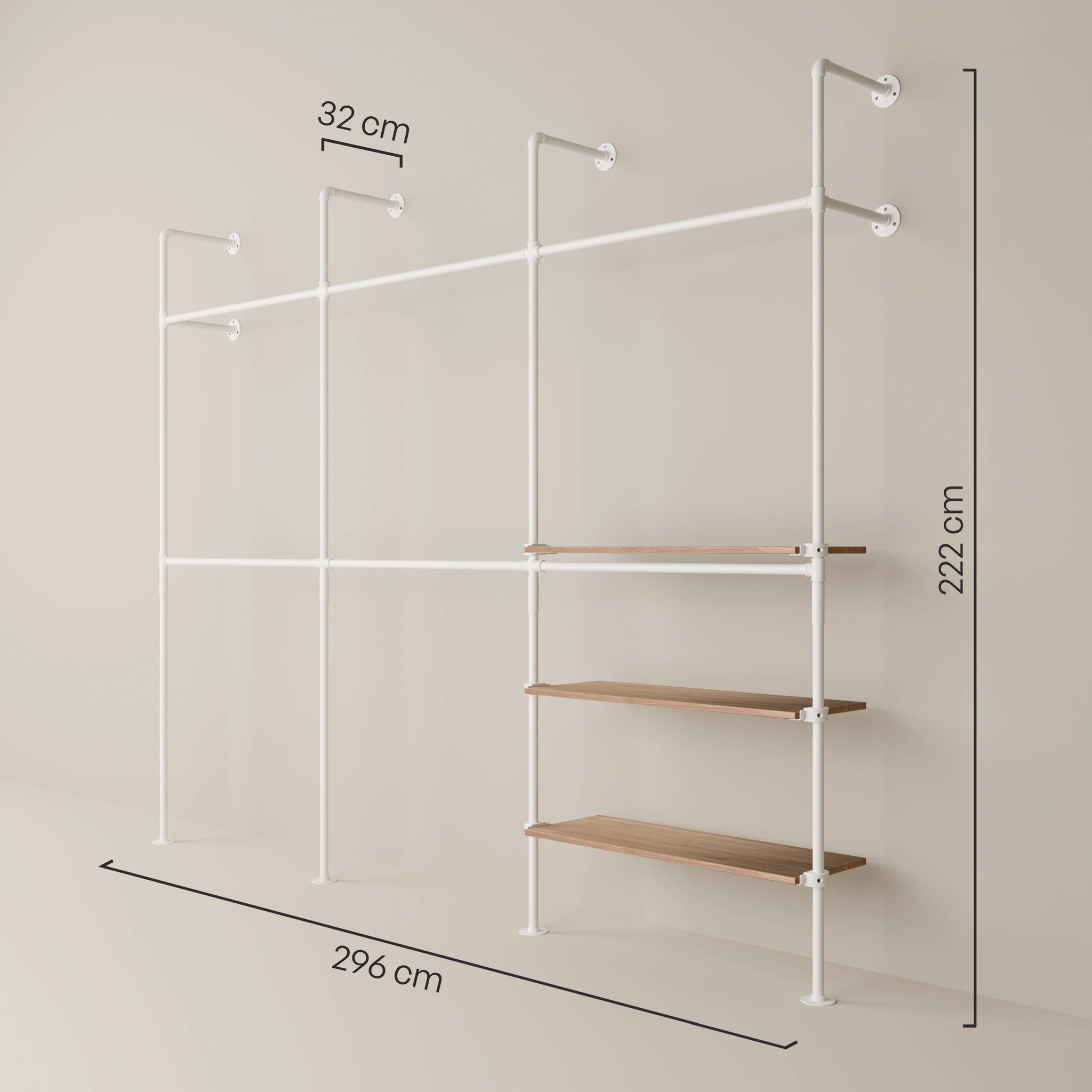 KIM DOUBLE 3 OAK – 3 półki prawe | biały