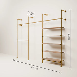 KIM DOUBLE 3 OAK –  5 półek | złoty
