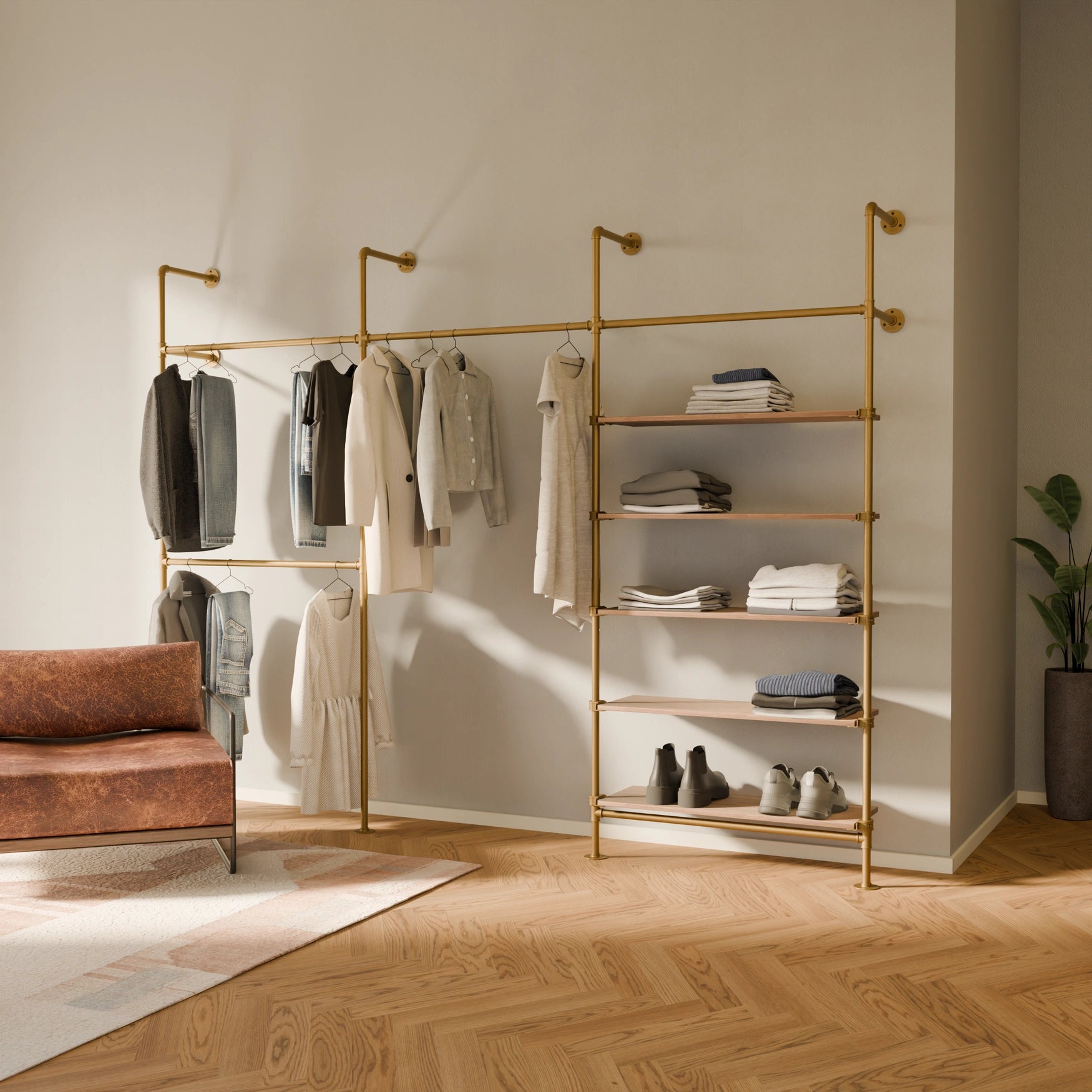 KIM DOUBLE 3 OAK –  5 półek | złoty