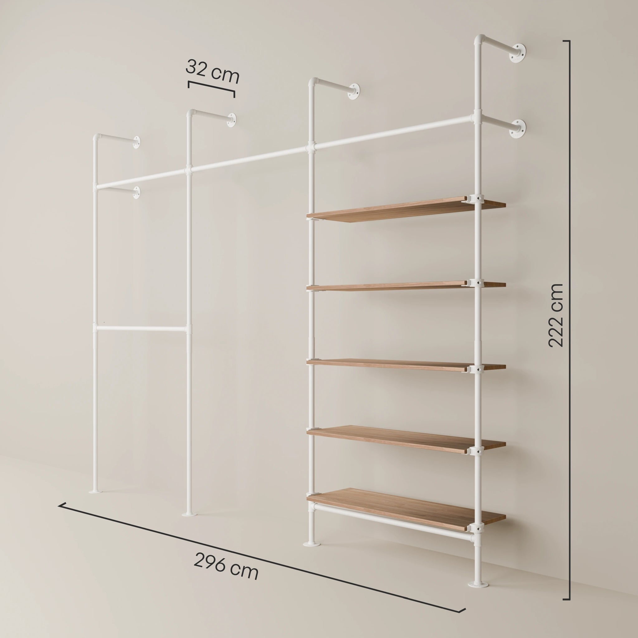 KIM DOUBLE 3 OAK – 5 półek | biały