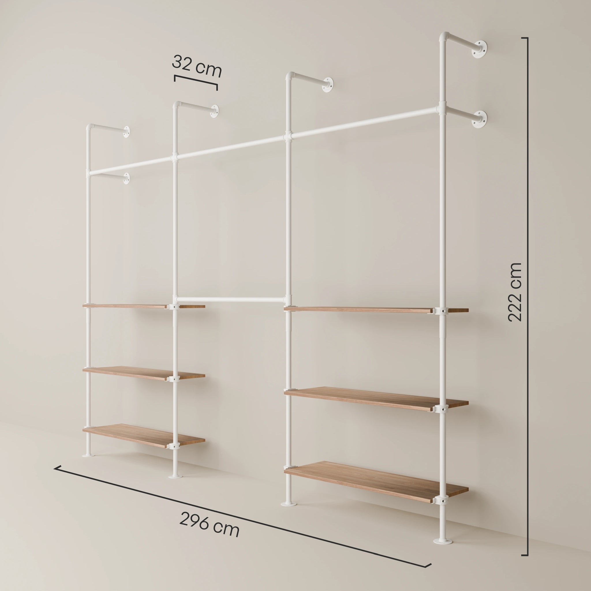 KIM DOUBLE 3 OAK – 6 półek poniżej | biały