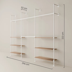 KIM DOUBLE 3 OAK – 6 półek poniżej | biały