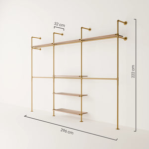 KIM DOUBLE 3 OAK – 6 górnych półek | złoty