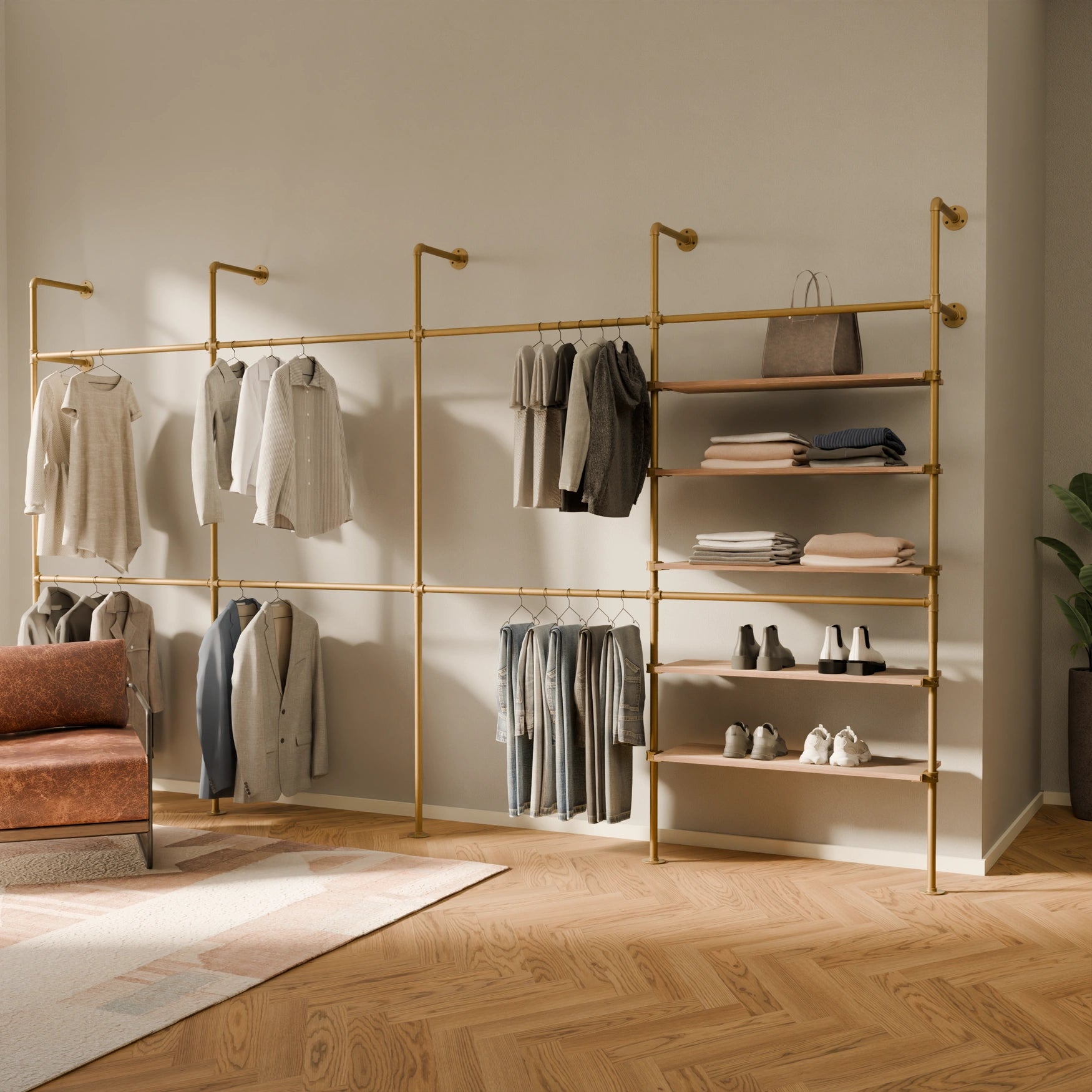 KIM DOUBLE 4 OAK – 5 półek | złoty