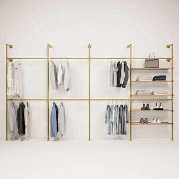 KIM DOUBLE 4 OAK –  5 shelves | gold