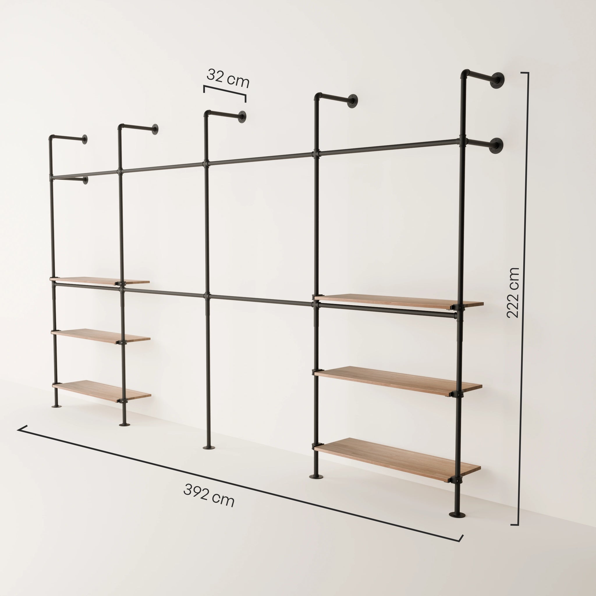 KIM DOUBLE 4 OAK –  6 shelves | gold