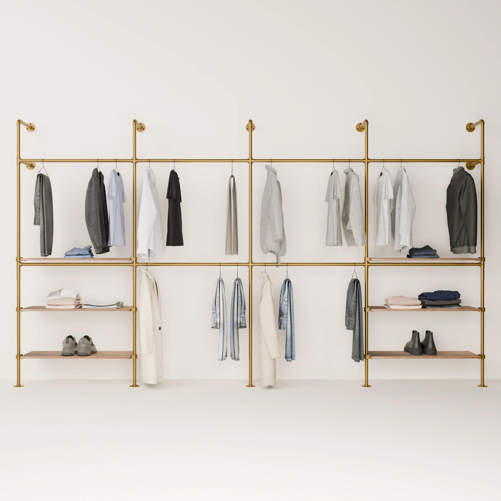 KIM DOUBLE 4 OAK –  5 shelves | gold