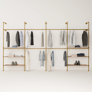 KIM DOUBLE 4 OAK –  5 shelves | gold