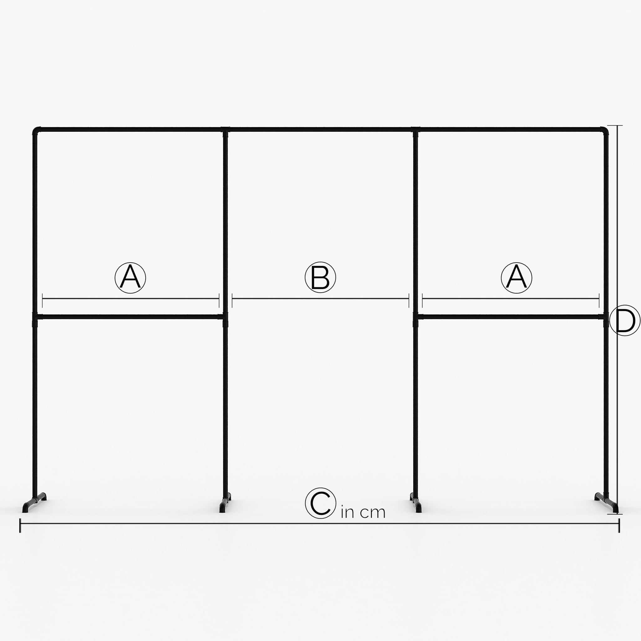 LAS III – Maßanfertigung | Kleiderständer Industrial | Industrie Design | schwarze Rohre